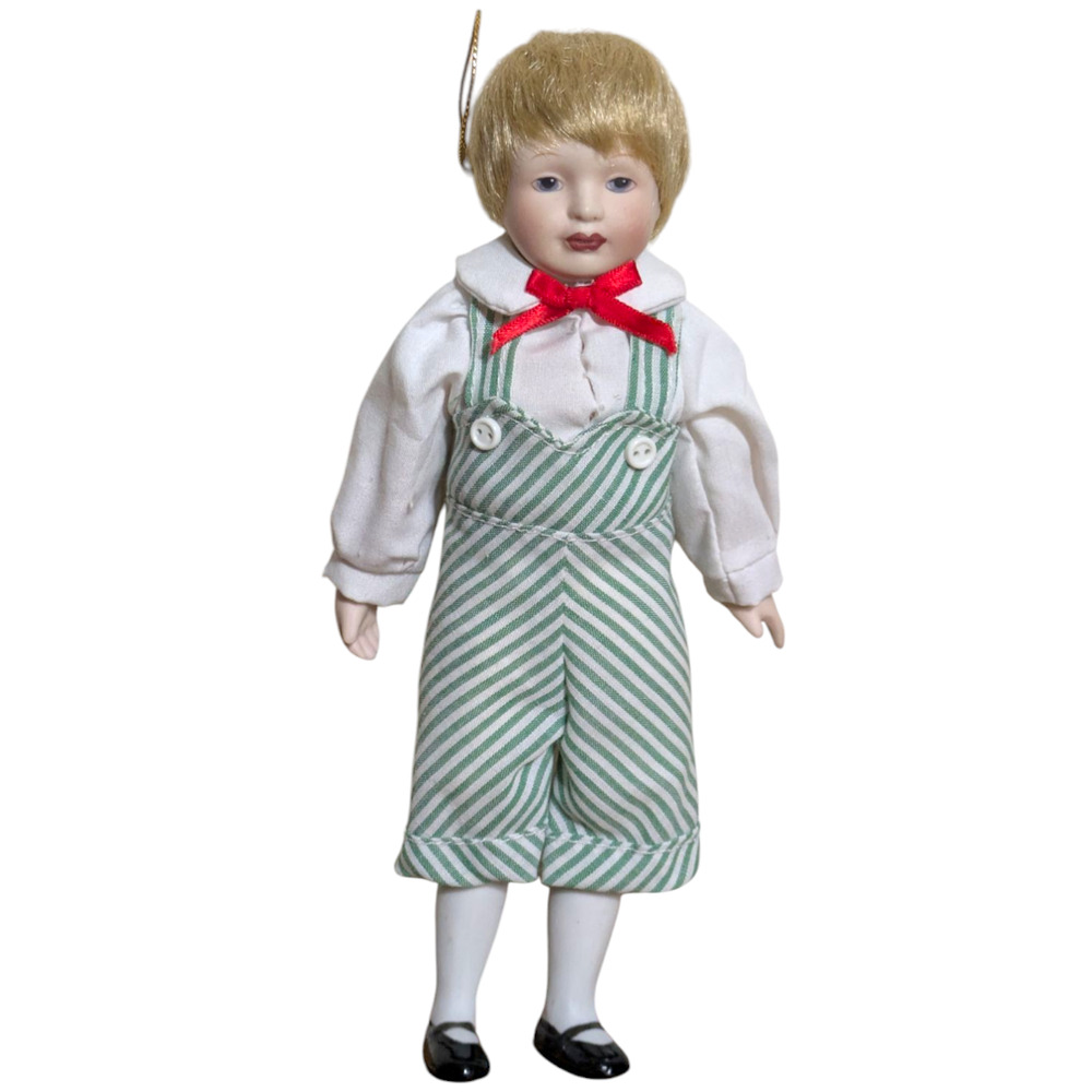 Vintage Porcelain Doll -- Home Decor - Collector -8 in -Has hanger loop attached